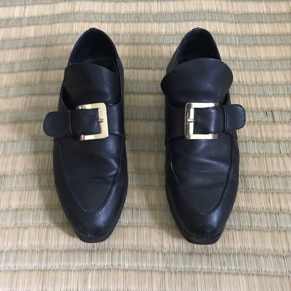 Genuine Leather Loafers, Black, Us Women Size 8